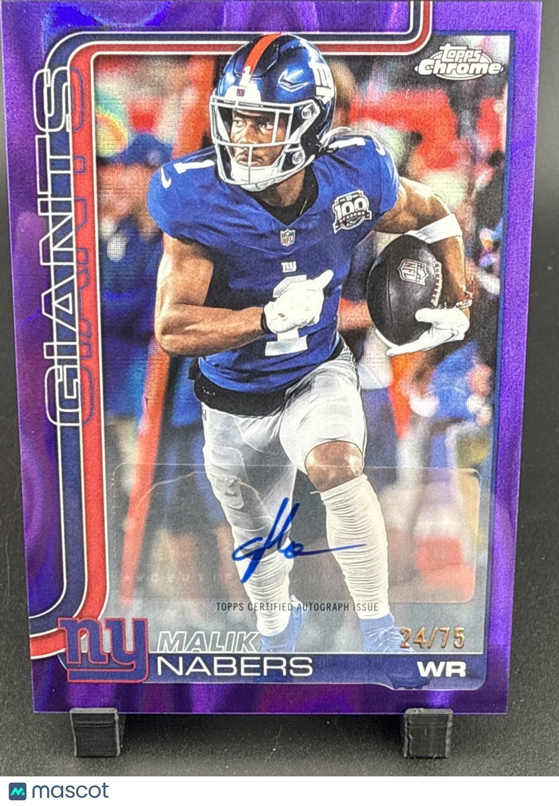2025 Topps Chrome - Autographs Malik Nabers #BA-MN Purple Refractor /75 (AU)