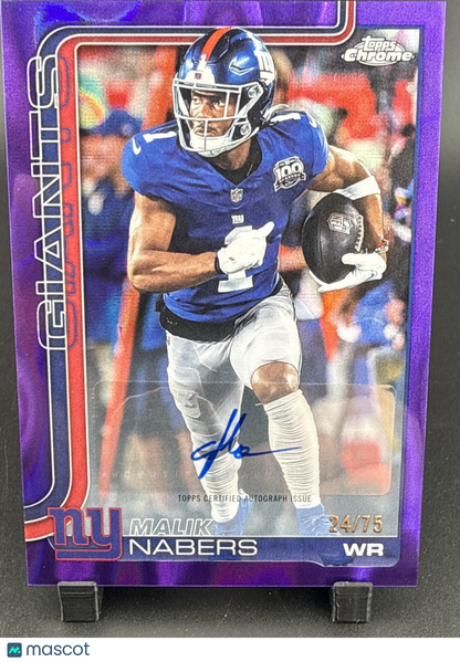 2025 Topps Chrome - Autographs Malik Nabers #BA-MN Purple Refractor /75 (AU)