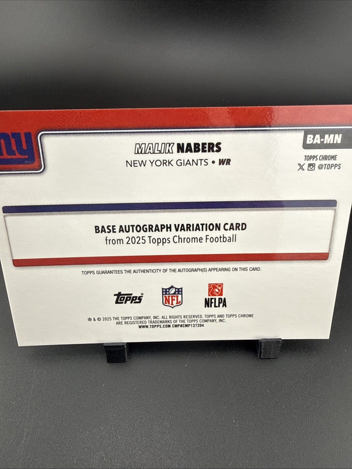 2025 Topps Chrome - Autographs Malik Nabers #BA-MN Purple Refractor /75 (AU)
