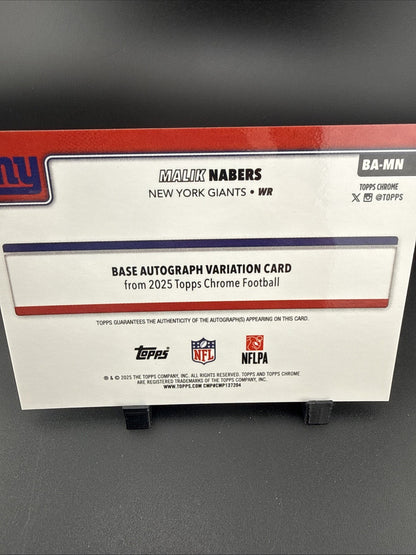 2025 Topps Chrome - Autographs Malik Nabers #BA-MN Purple Refractor /75 (AU)