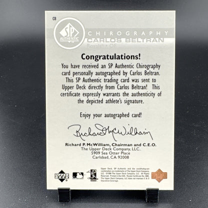 1999 SP Authentic - Chirography Carlos Beltran #CB (AU)