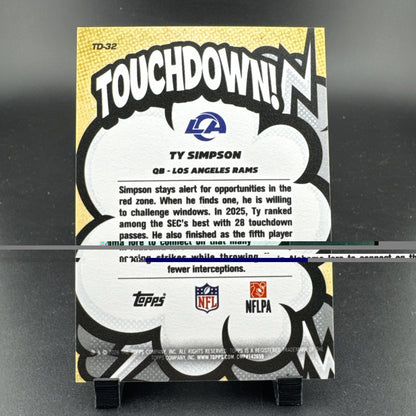 2026 Topps Flagship Ty Simpson Touchdown Foil SSP Case Hit Rams RC Rookie TD-32