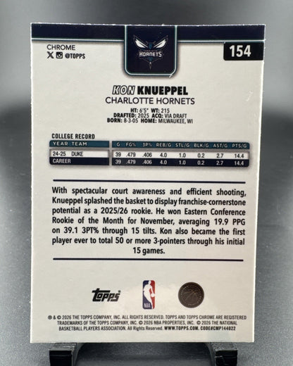 2025-26 Topps Chrome - Kon Knueppel #254 RayWave Refractor (RC)