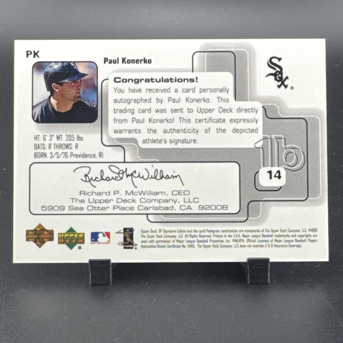 1999 SP Signature Edition - Autographs Paul Konerko #PK (AU)