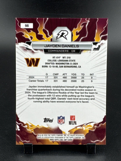 2025 Topps Resurgence Jayden Daniels Refractor #98 Pink Lava Washington 7/10