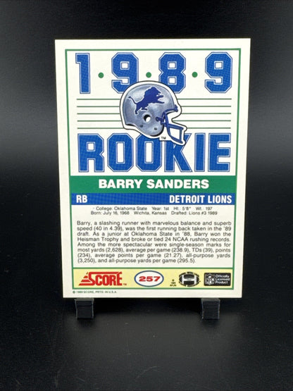 1989 Score - 1989 Rookie Barry Sanders #257 (RC)