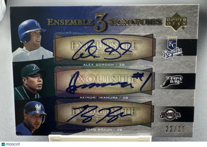 2007 Exquisite Rookie Signatures /35 Alex Gordon Iwamura Ryan Braun Auto RC