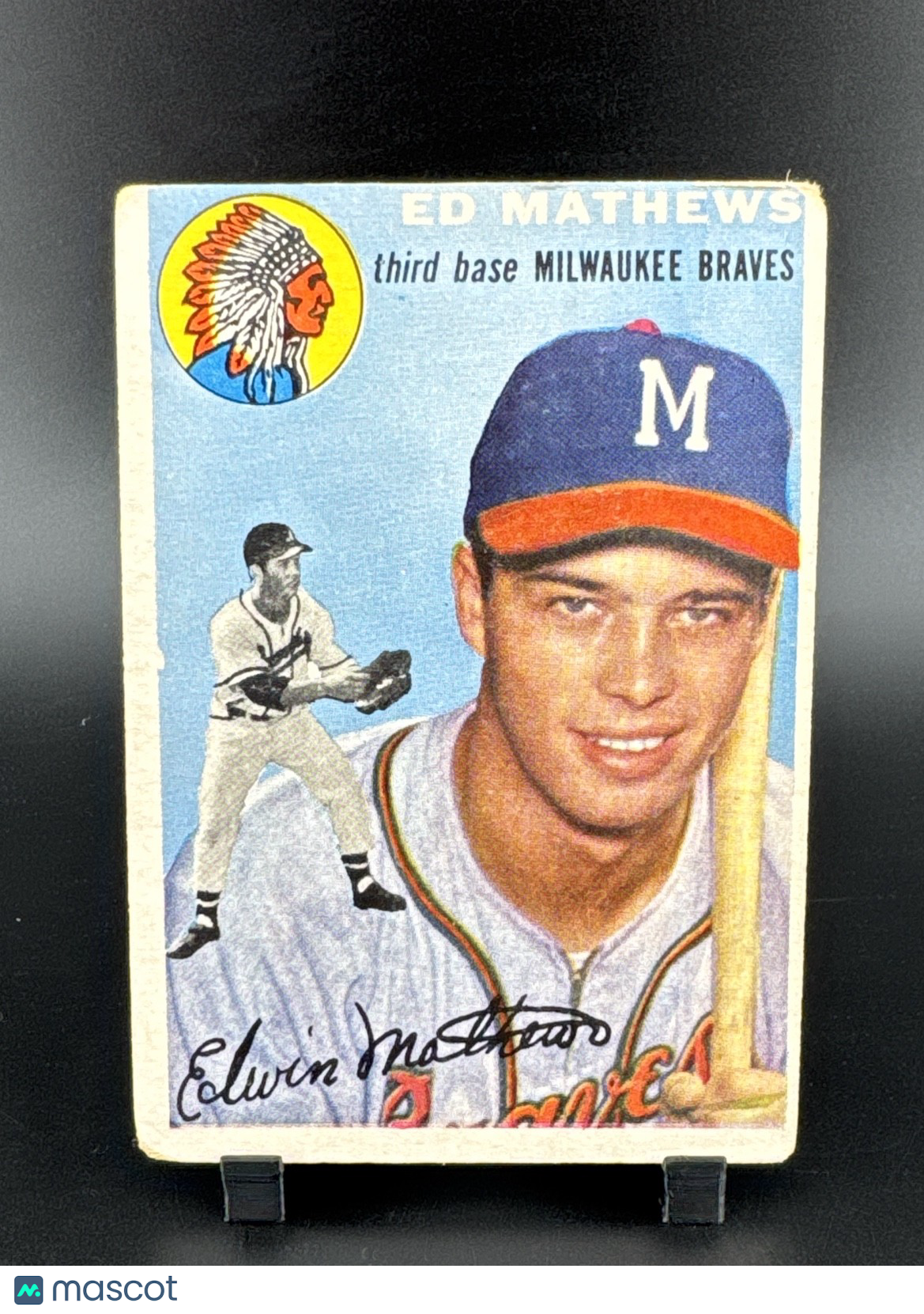 1954 Topps - Eddie Mathews #30 White Back