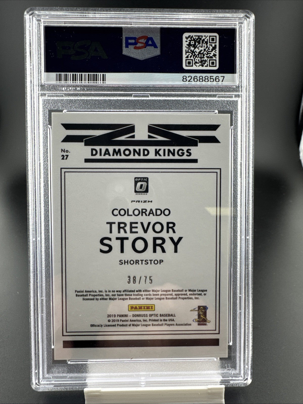 2019 Donruss Optic #27 Trevor Story Carolina Blue 38/75 PSA 10