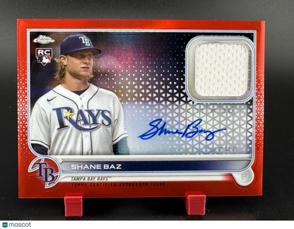 2022 Topps Chrome Shane Baz Tampa Bay Rays Autographed Relic RC Card 3/5 ACRR-SB