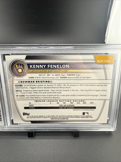 2025 Bowman Chrome - Prospects Kenny Fenelon, Kenny Fenelon #BCP-190 Aqua...