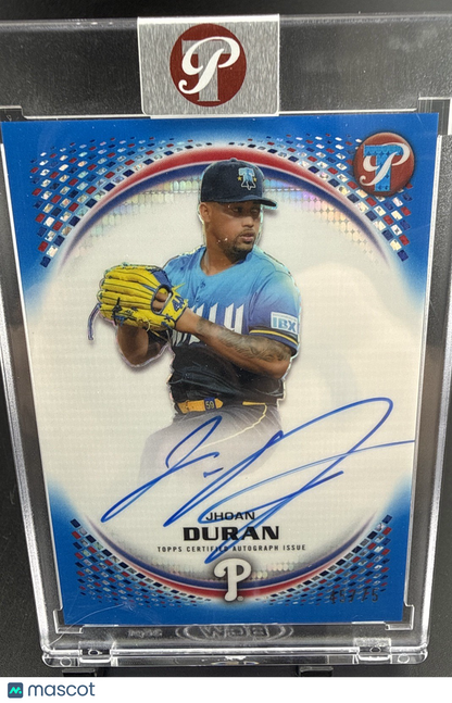 2026 Topps Pristine Jhoan Duran AUTO Blue Refractor ON-Card Auto #34/75 Encased