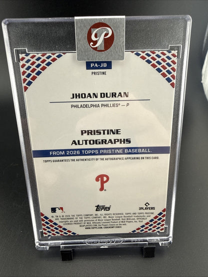 2026 Topps Pristine Jhoan Duran AUTO Blue Refractor ON-Card Auto #34/75 Encased