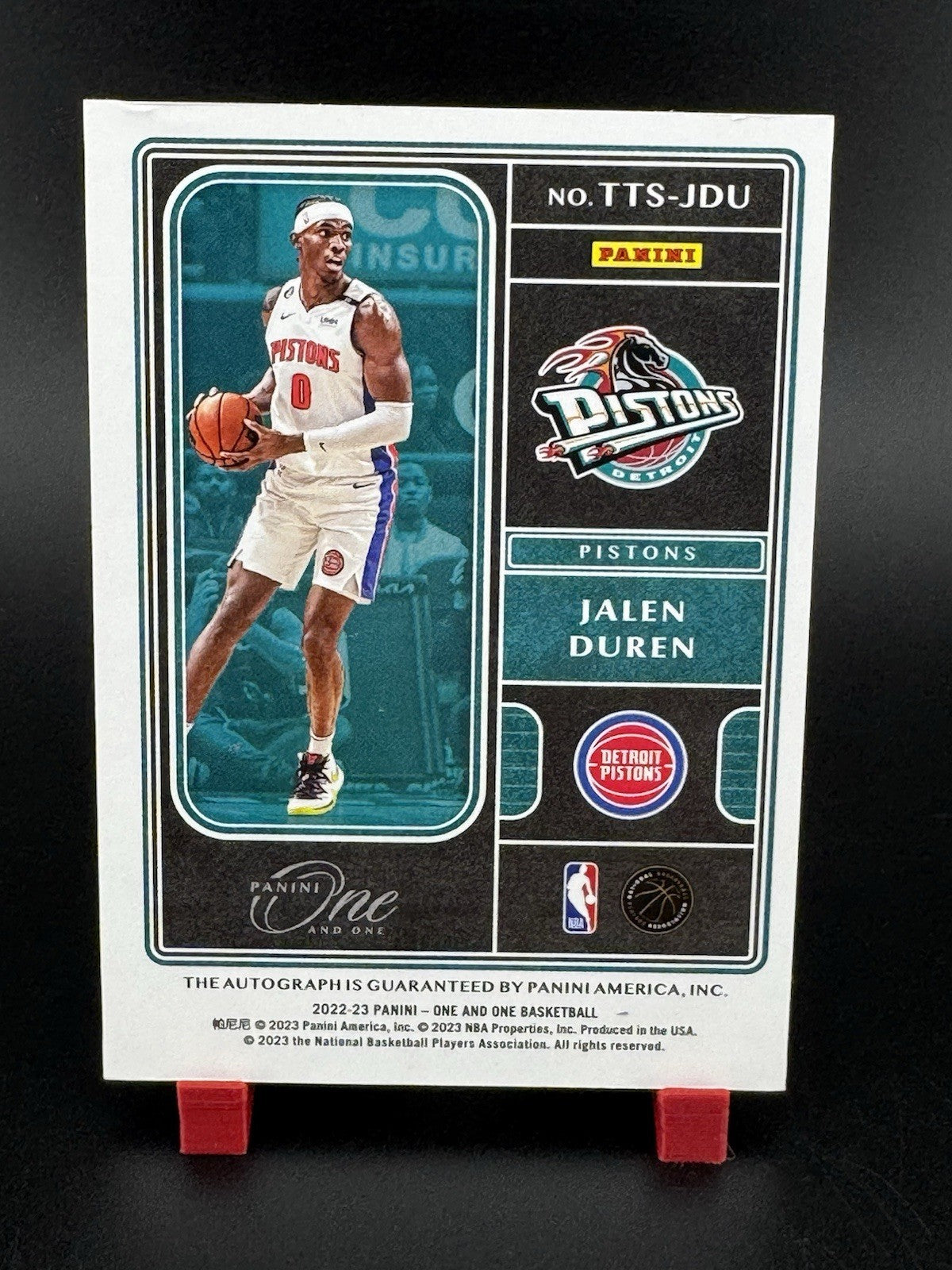 2022-23 Panini One And One Jalen Duren RC Rookie Team Titan Auto /35