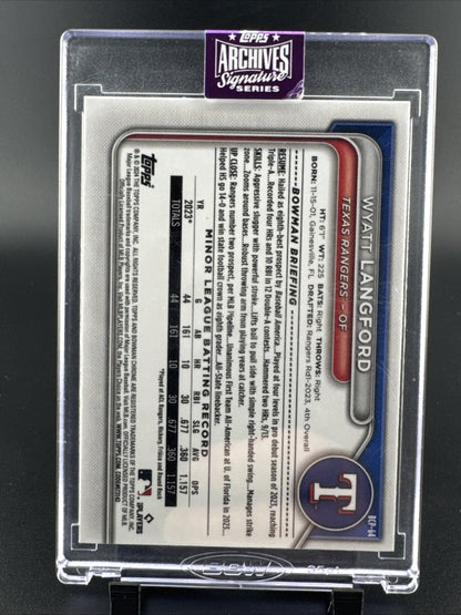 2025 Topps Archives - WYATT LANGFORD - Bowman Chrome On Card Autograph 65/80