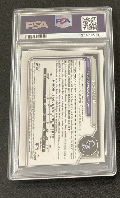 2024 Bowman Draft Zac Veen Aqua Lunar Crater Refractor /125 #BDC-61 Rockies 🔥