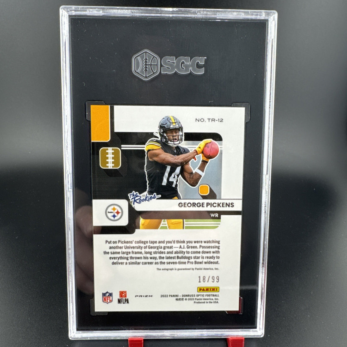 2022 Optic George Pickens The Rookies Auto 18/99 SGC Auto 10 Grade 9.5
