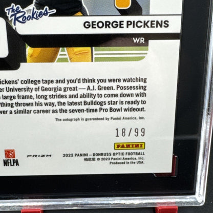 2022 Optic George Pickens The Rookies Auto 18/99 SGC Auto 10 Grade 9.5