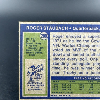 Topps 1972 Roger Staubach #200 Dallas Cowboys