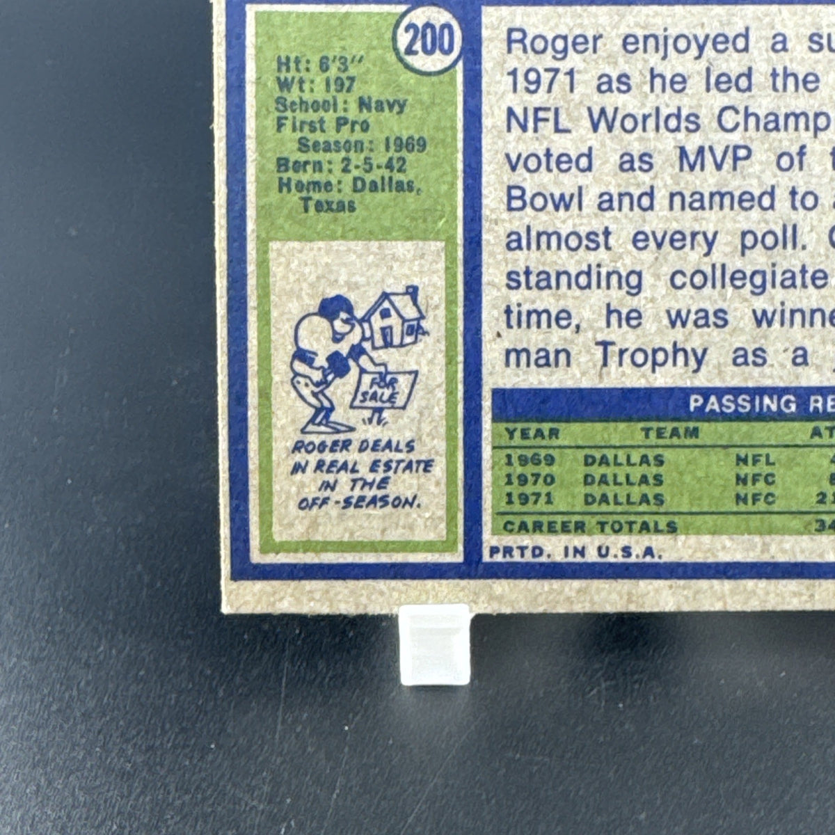 Topps 1972 Roger Staubach #200 Dallas Cowboys