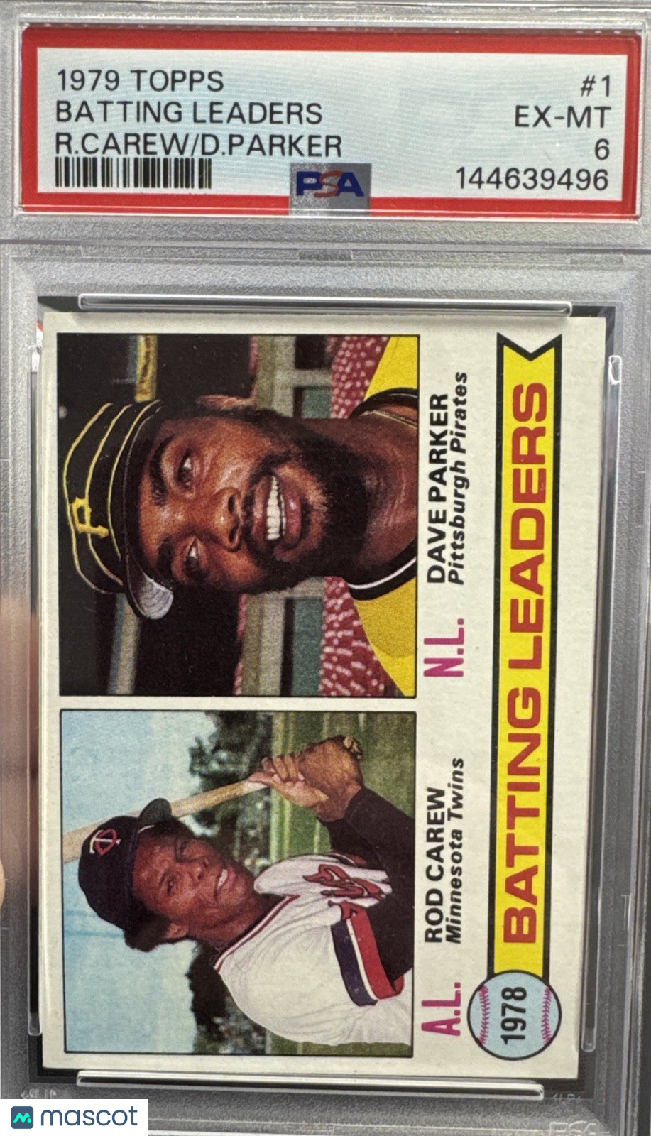 1979 Topps Batting Leaders Rod Carew & Dave Parker PSA 6
