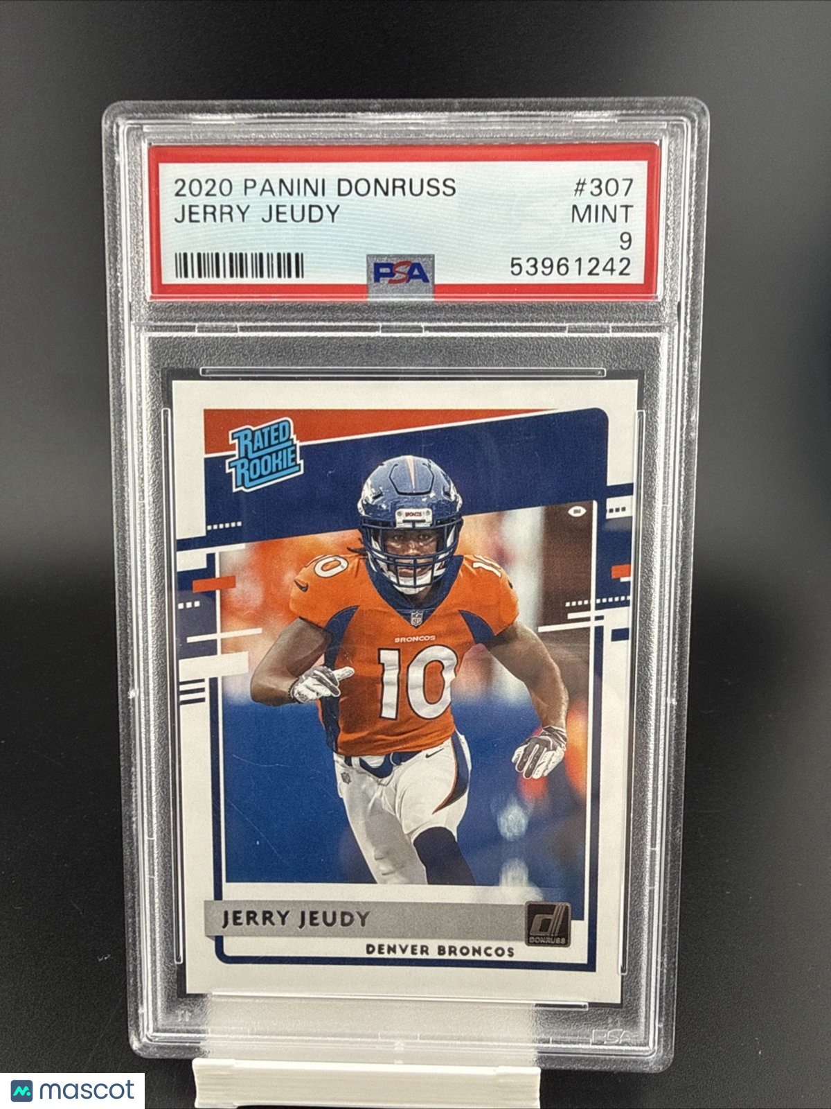 JERRY JEUDY 2020 PANINI DONRUSS RATED ROOKIE RC PSA 9 MINT BRONCOS #307