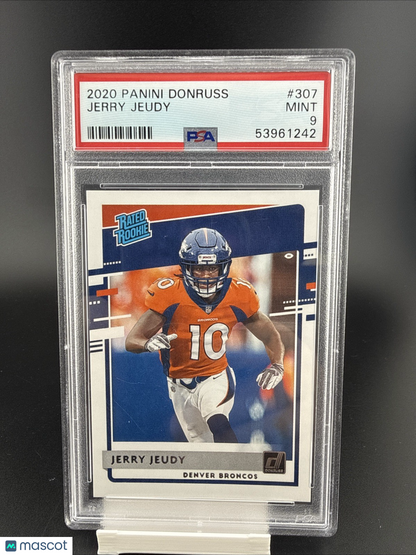 JERRY JEUDY 2020 PANINI DONRUSS RATED ROOKIE RC PSA 9 MINT BRONCOS #307