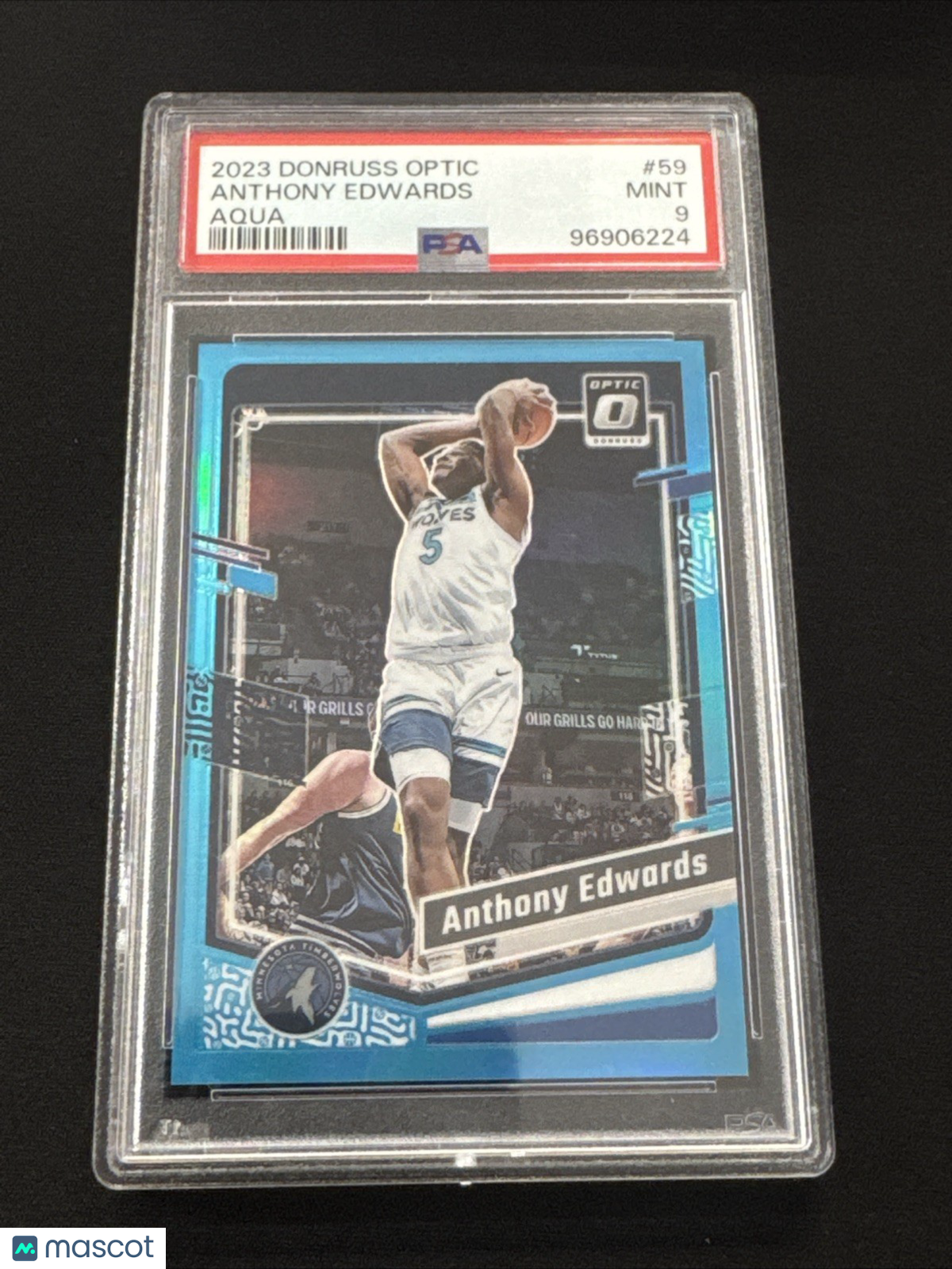 2023 Donruss Optic #59 Anthony Edwards Aqua /249 PSA 9 Minnesota Timberwolves