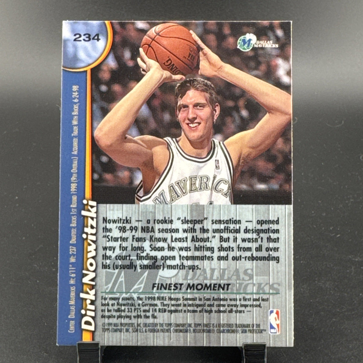 1998-99 Topps Finest - Dirk Nowitzki #234 (RC) With Protective Peel