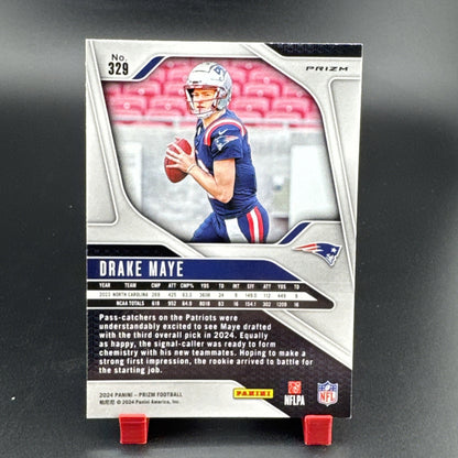 Drake Maye 2024 Panini Prizm RC No. 329 Silver Prizm Rookie Card