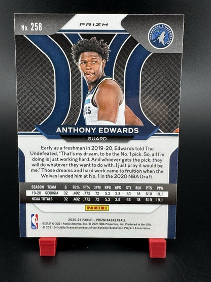 2020-21 Panini Prizm - Anthony Edwards #258 Silver Prizm (RC)