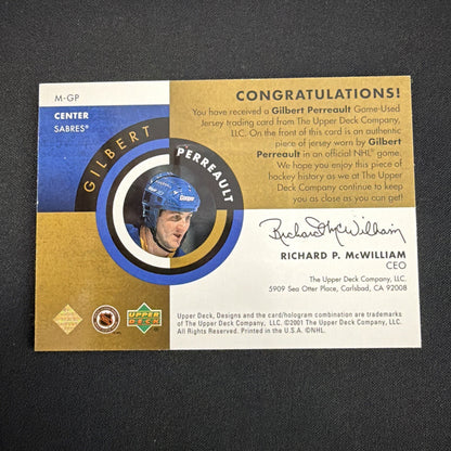 2001-02 Upper Deck Legends Milestones Jerseys Gilbert Perreault #M-GP HOF