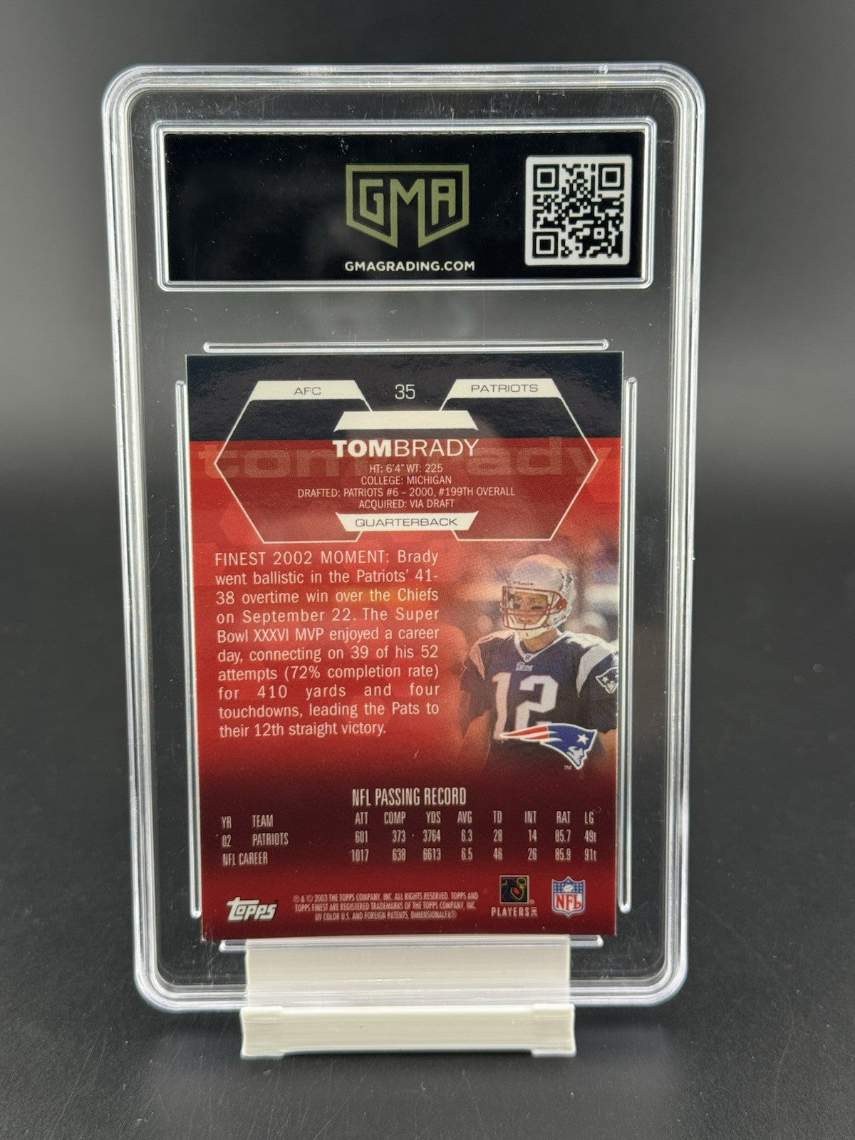 2003 Topps Finest - Tom Brady #35