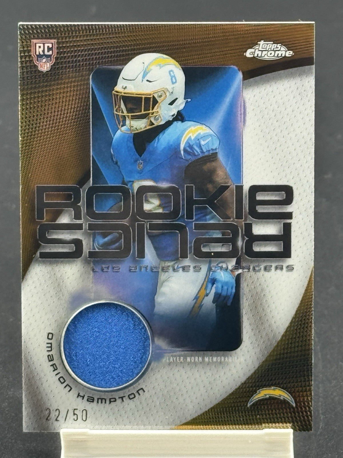 NEW!! 2025 Topps Chrome Football Omarion Hampton Rookie Relics GOLD/50