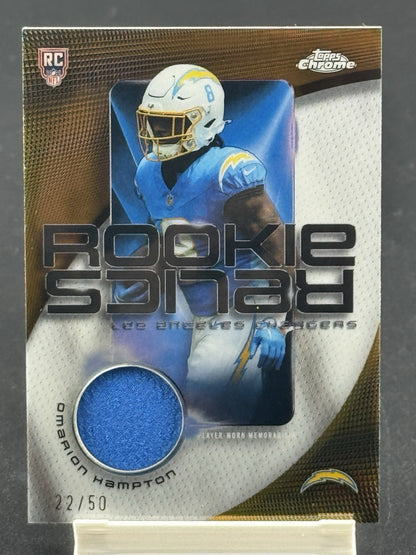 NEW!! 2025 Topps Chrome Football Omarion Hampton Rookie Relics GOLD/50