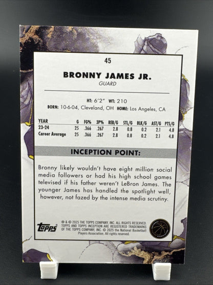 2025 Topps Inception Bronny James 24/25 Rookie