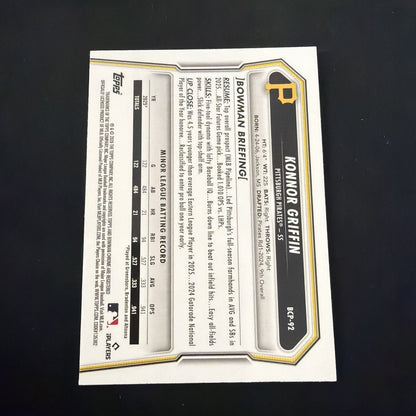 Bowman Chrome Konnor Griffin Pittsburgh Pirates Gold Sapphire /75 Serial #