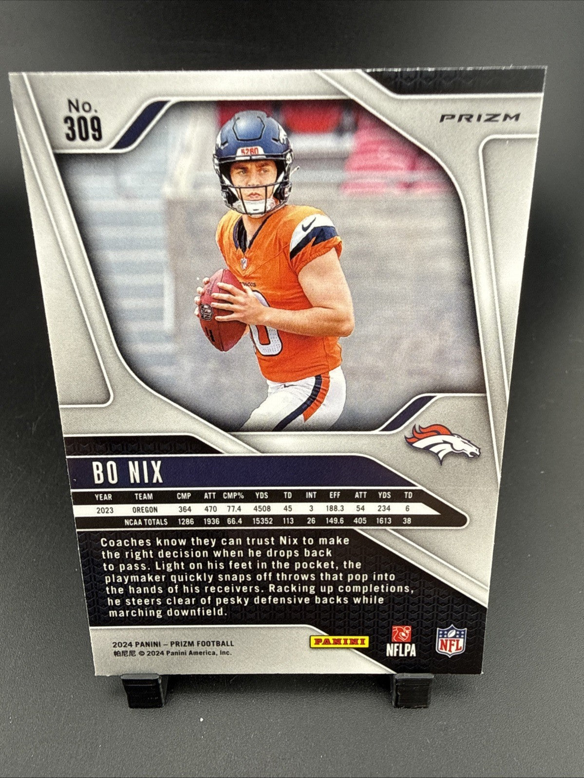 2024 Panini Prizm - Rookies Bo Nix #309 Purple Pulsar Prizm (RC)
