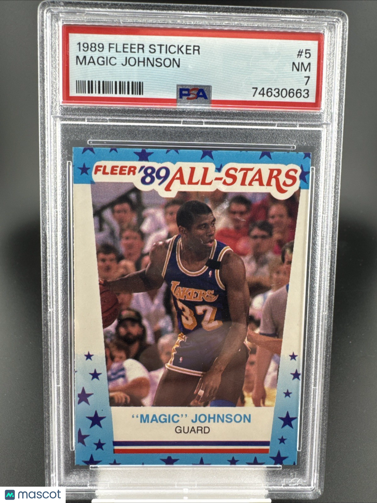 1989-90 Fleer All-Stars Stickers Magic Johnson #5 PSA 7 Nm