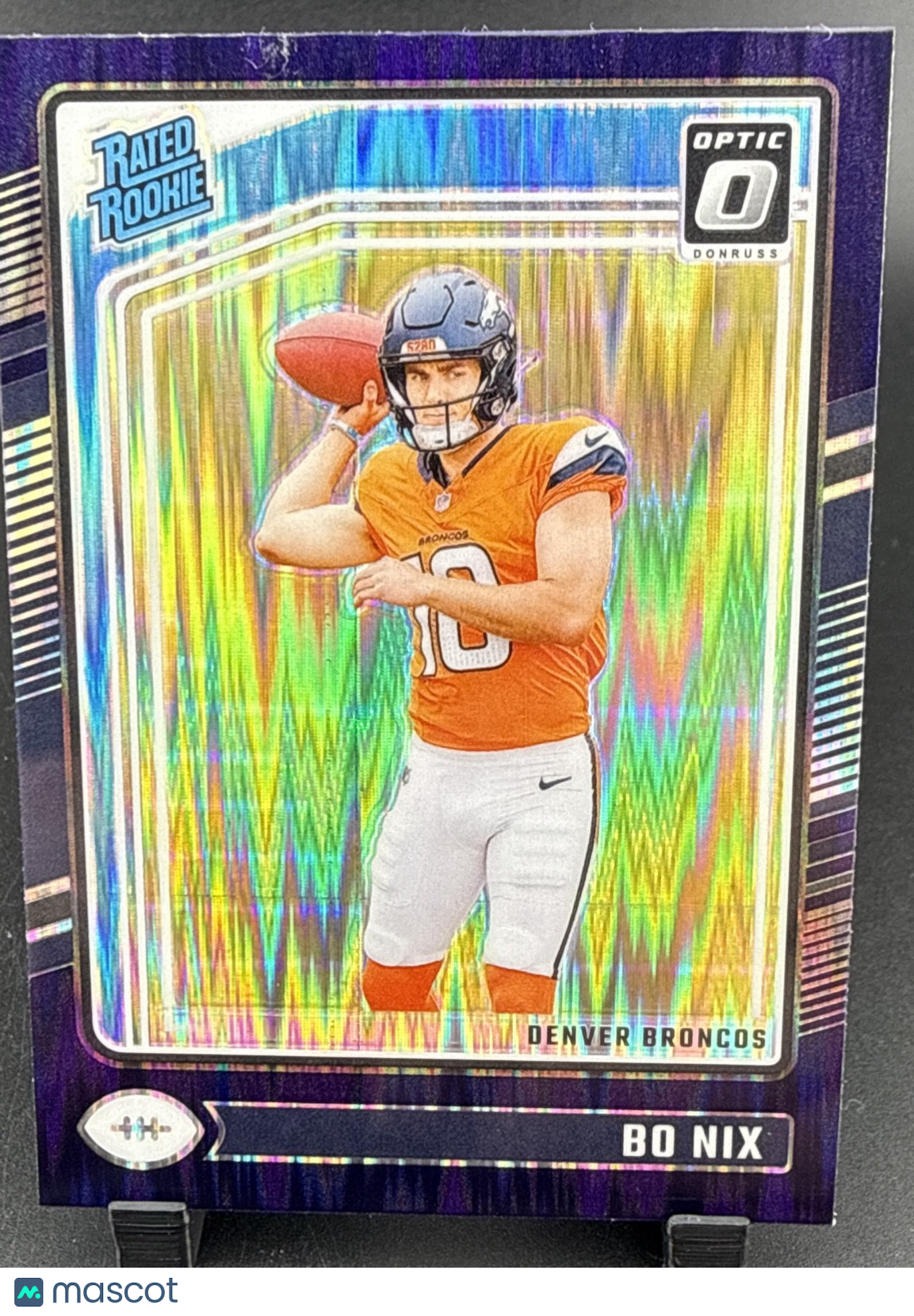 2024 Panini Donruss Optic - Rated Rookie Bo Nix #209 Purple Shock Prizm (RC)