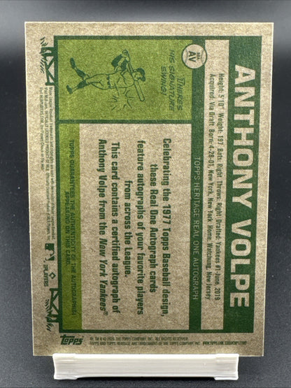 2025 Topps Heritage - Real One Autographs Anthony Volpe #ROA-AV (AU) On Card