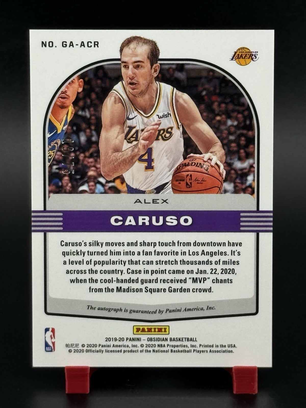 Lakers Alex Caruso Auto /75 2019-20 Obsidian Galaxy Electric Etch PURPLE 55/75!!