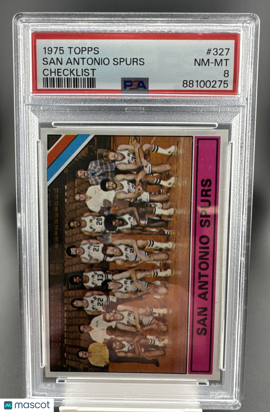 1975-76 Topps - Team Checklist San Antonio Spurs #327 PSA 8