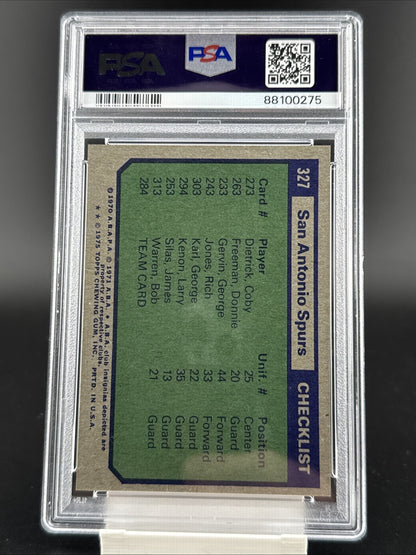 1975-76 Topps - Team Checklist San Antonio Spurs #327 PSA 8