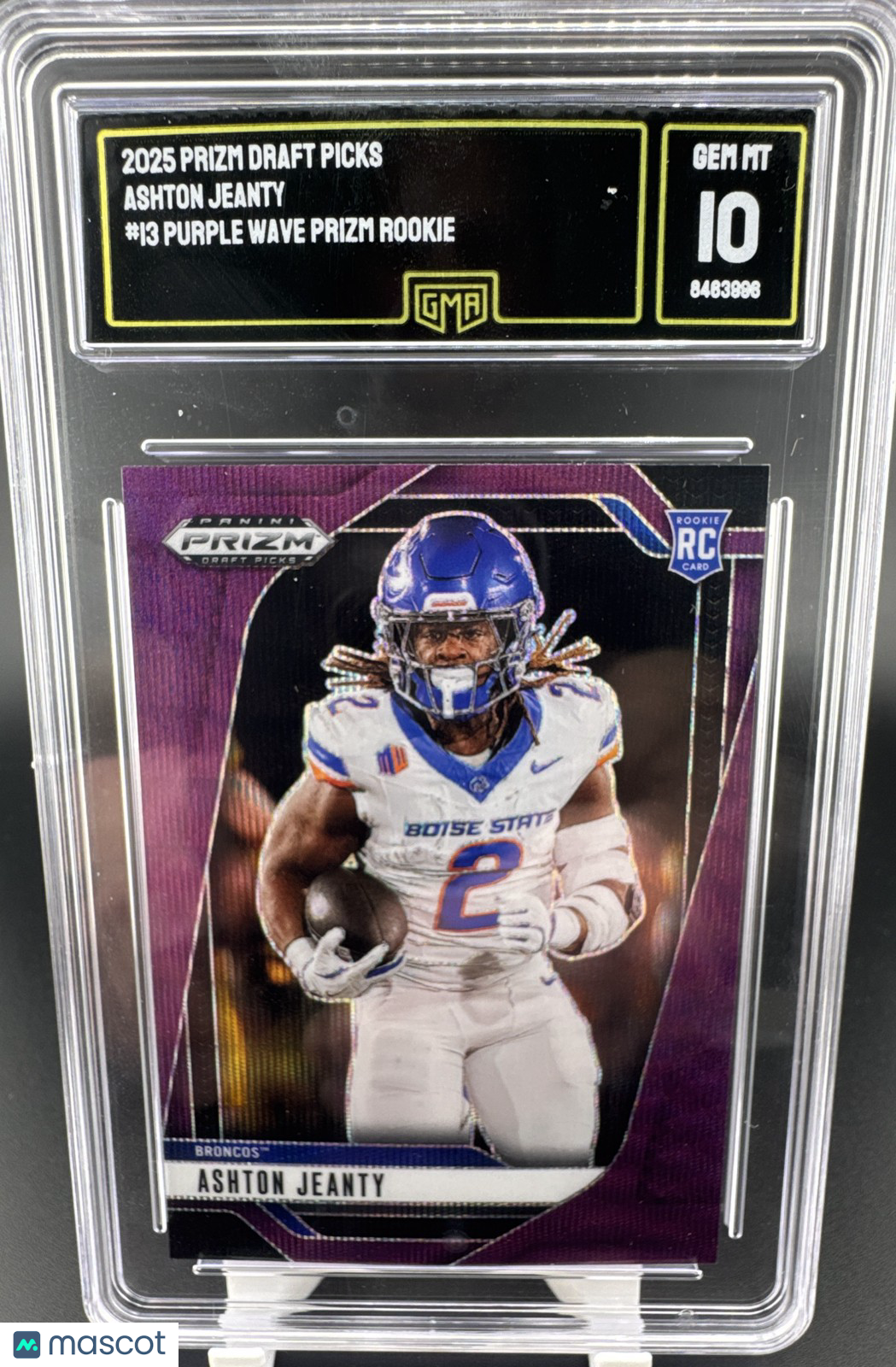 2025 Panini Prizm Draft Picks - Ashton Jeanty #13 Purple Wave Prizm (RC) GMA 10