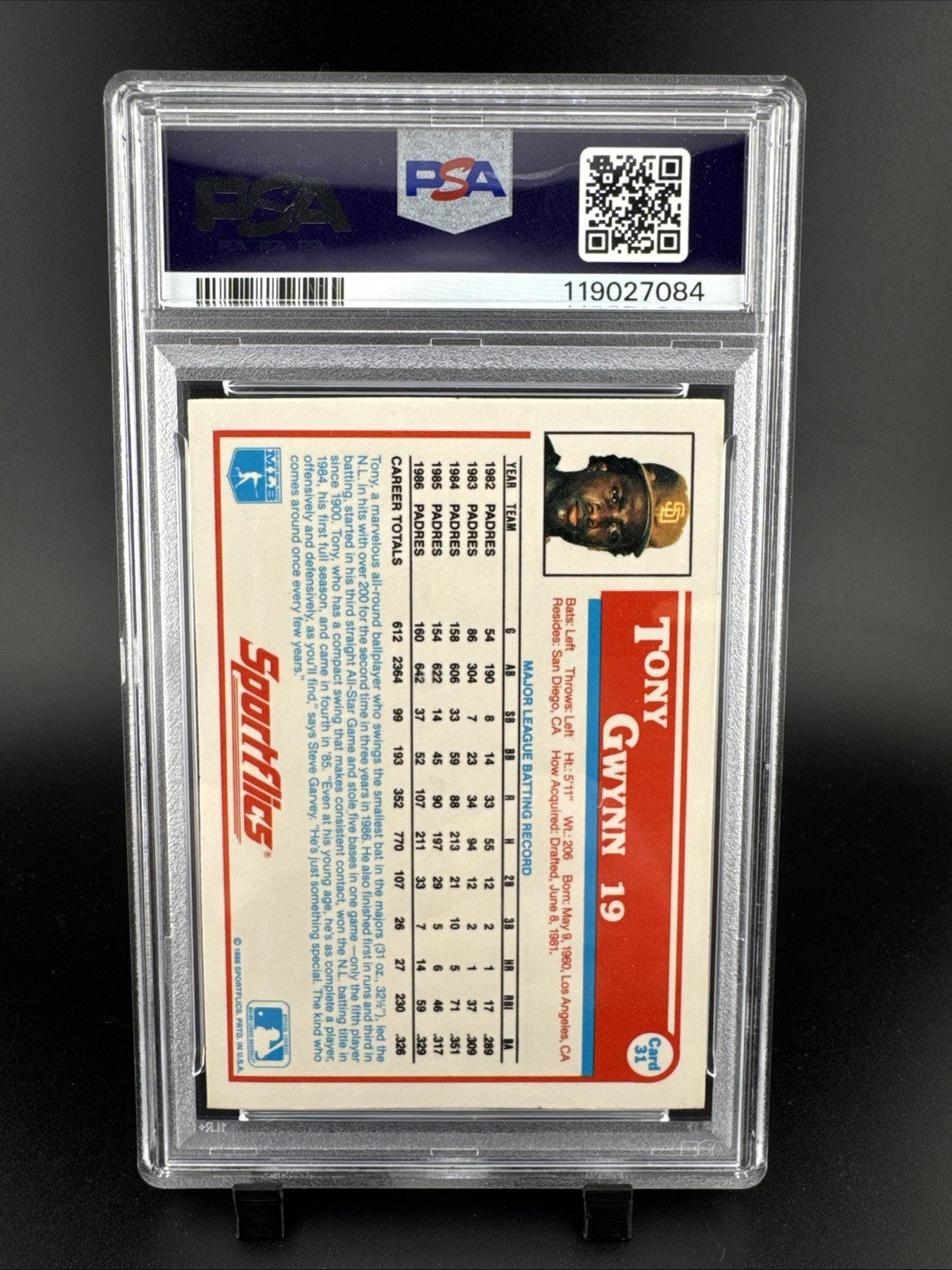 1987 Sportflics - Tony Gwynn #31 PSA 10