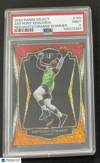 2020 Panini Select PSA 9 Anthony Edwards RC red/white/orange shimmer #169 WOLVES