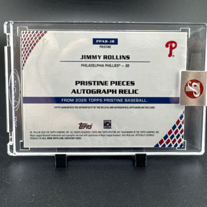 JIMMY ROLLINS #/75 SP RELIC AUTO! 2026 Topps Pristine Blue PHILLIES SP AUTO