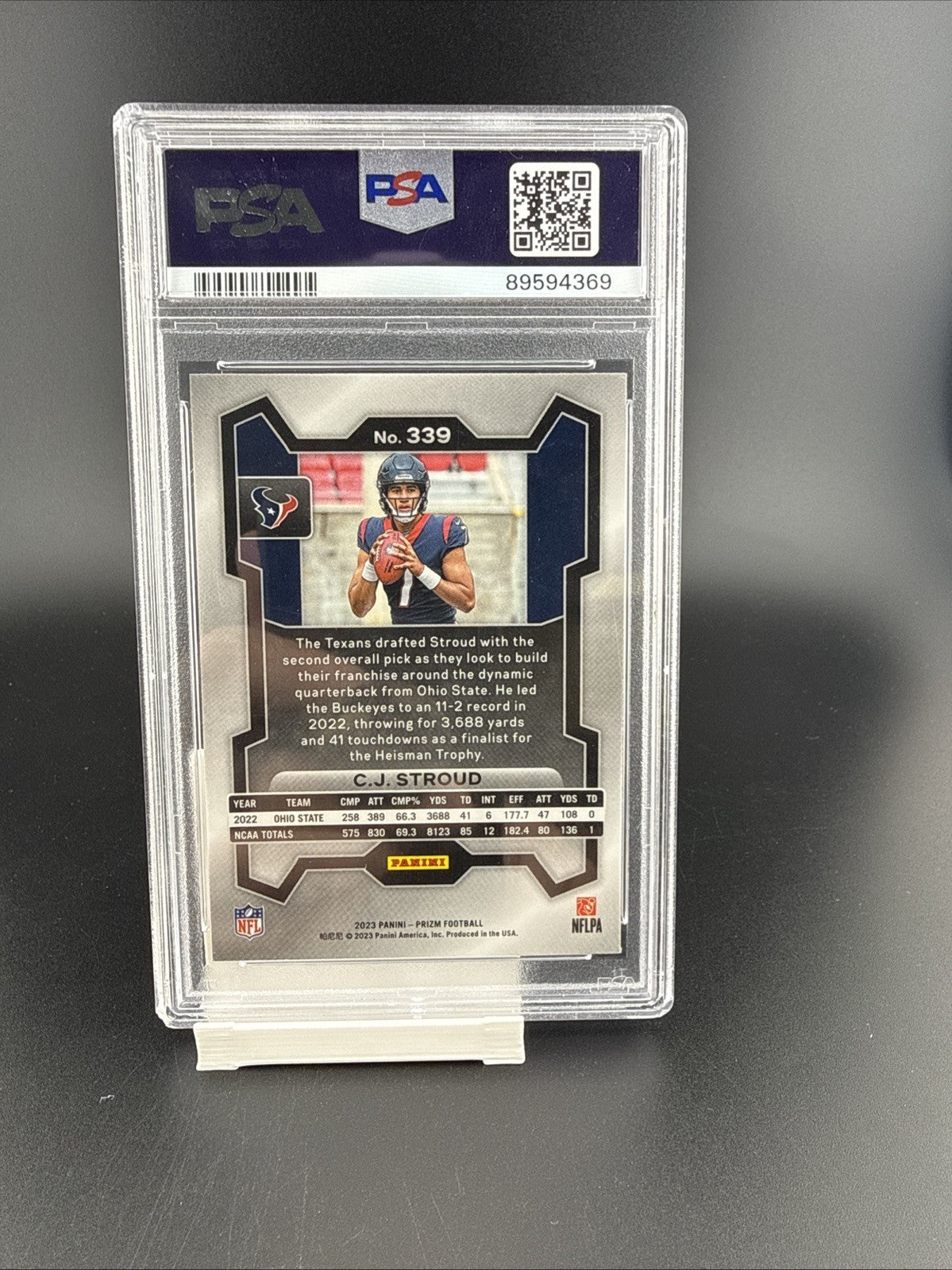 Panini 2023 Prizm Rookie #339 C.J. Stroud PSA 9 Houston Texans NFL Football Card