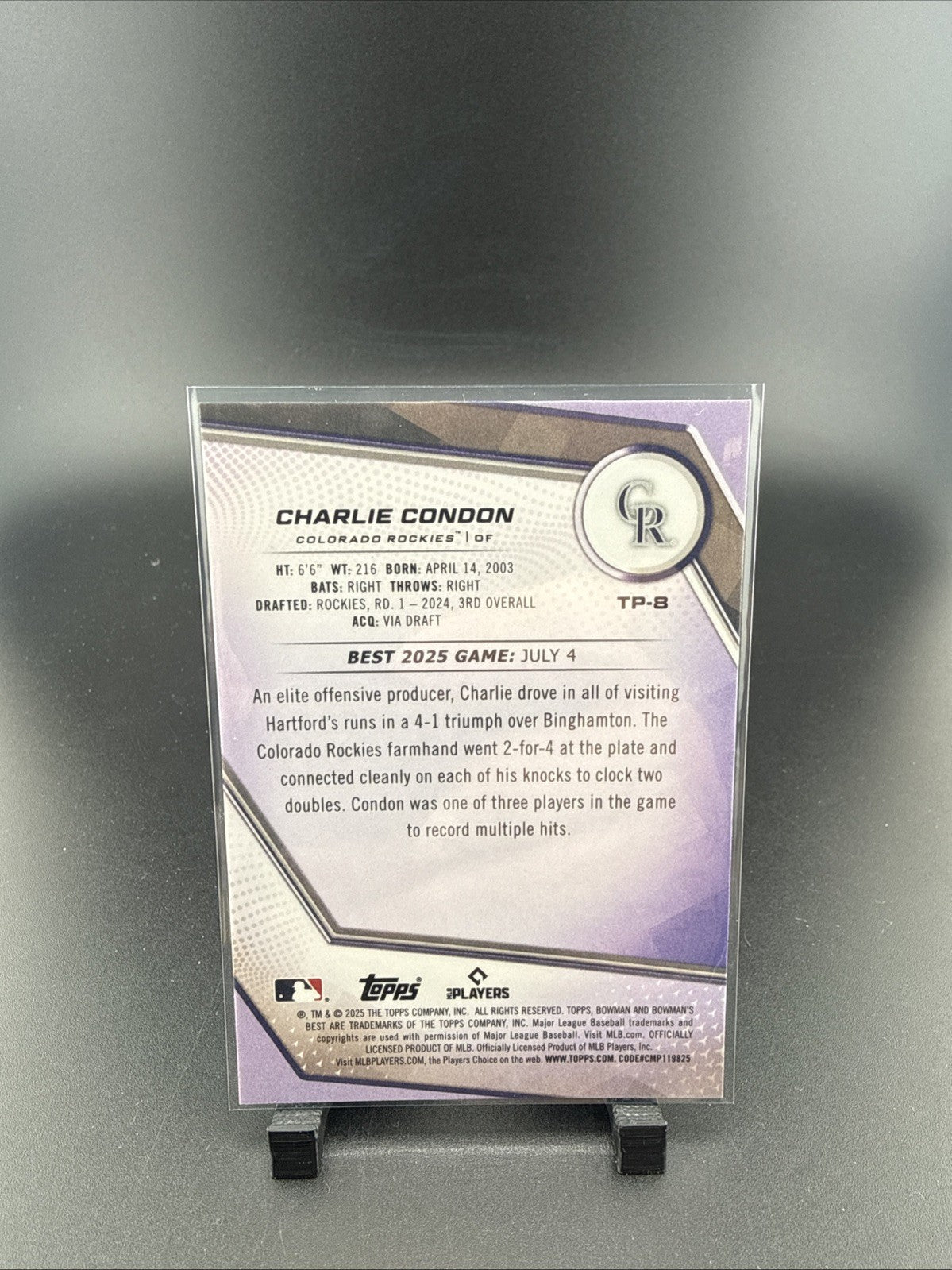2025 BOWMAN'S BEST TOP PROSPECTS TP-8 CHARLIE CONDON ORANGE REFRACTOR